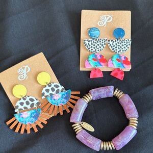 Colorful Kids Earrings and Bracelet Set